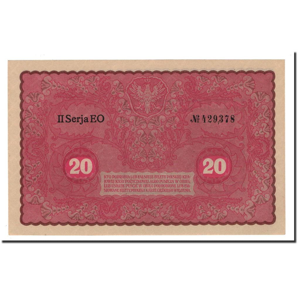 Banknote, Poland, 20 Marek, 1919, 1919-08-23, KM:26, UNC(65-70)