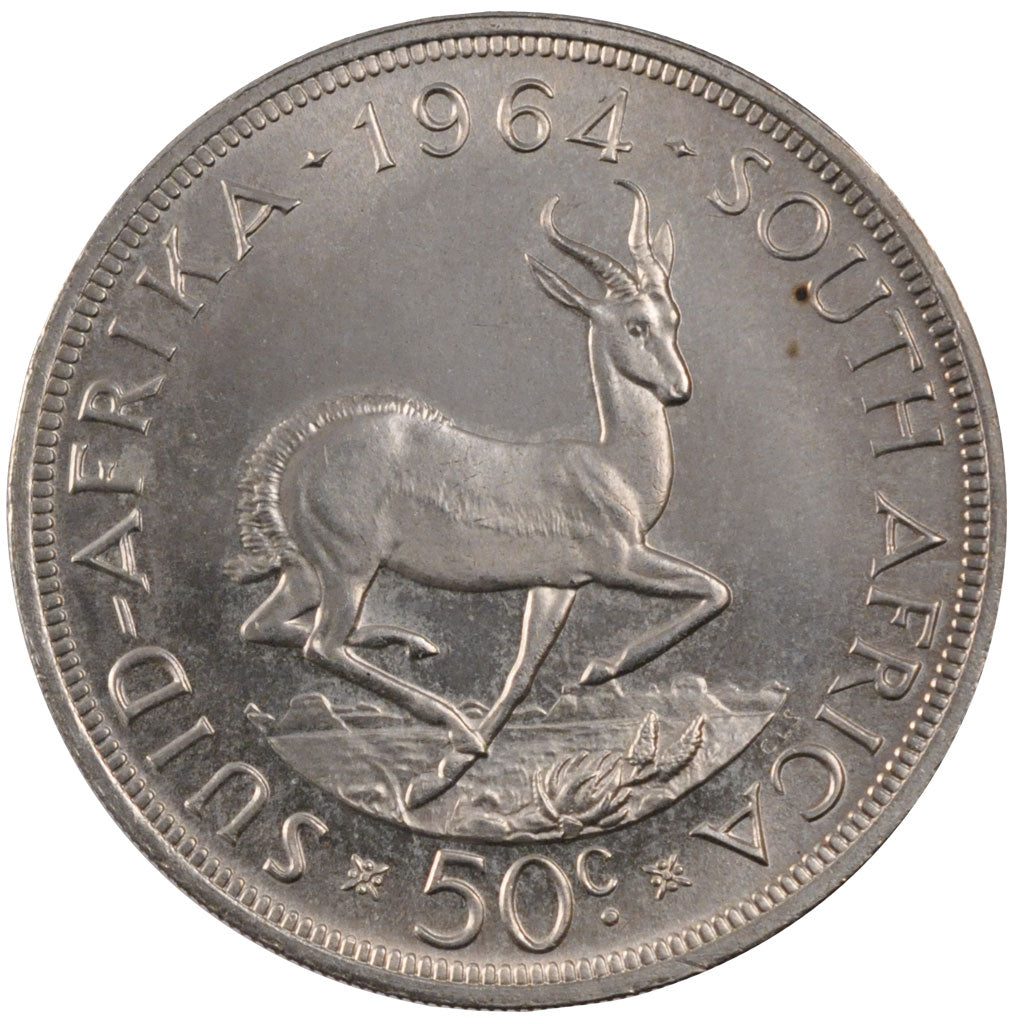 Sudafrica, 50 Cents, 1964, SPL, Argento, KM:62