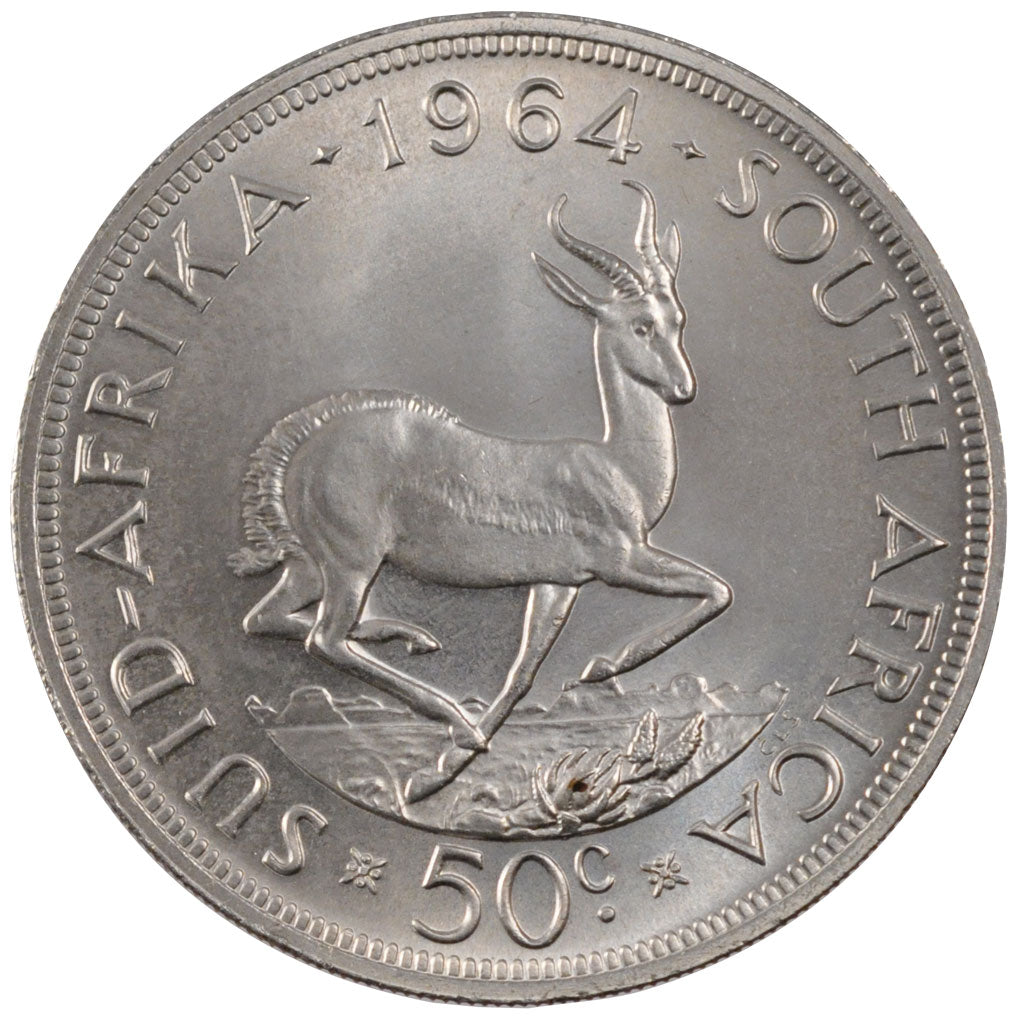 Sudafrica, 50 Cents, 1964, SPL, Argento, KM:62