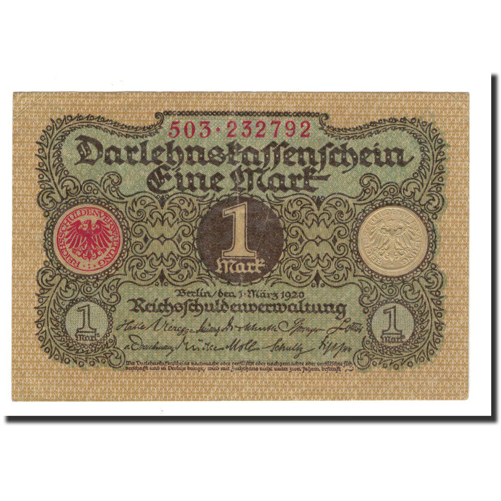 Banknote, Germany, 1 Mark, 1920, 1920-03-01, KM:58, UNC(60-62)
