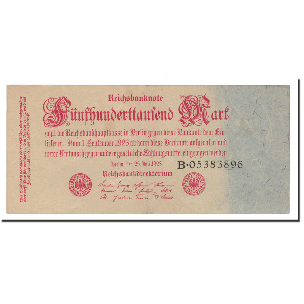 Banknote, Germany, 500,000 Mark, 1923, 1923-07-25, KM:92, AU(50-53)
