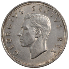 Moneda, Sudáfrica, George VI, 5 Shillings, 1951, EBC+, Plata, KM:40.2