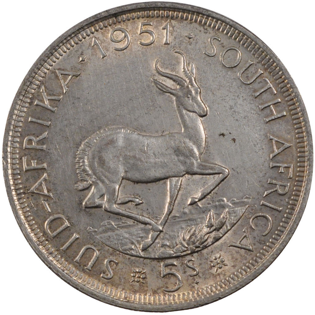 Moneta, Sudafrica, George VI, 5 Shillings, 1951, SPL, Argento, KM:40.2