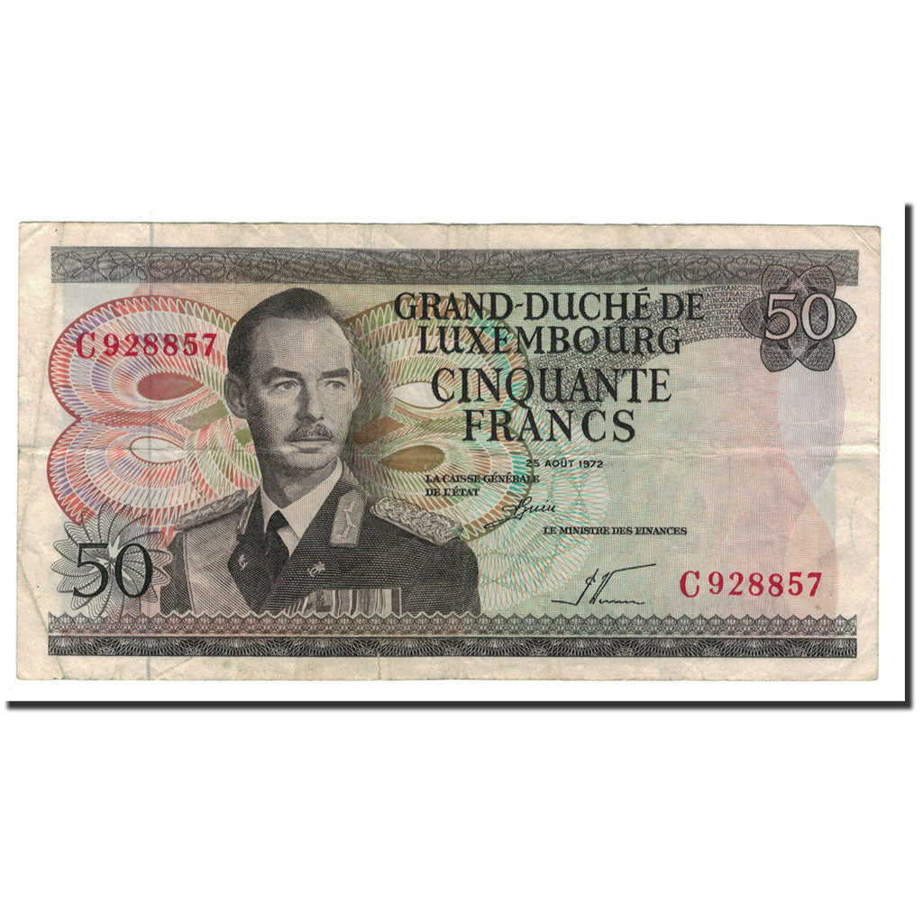 Luxembourg, 50 Francs, 1972, 1972-08-25, KM:55a, VF(30-35)