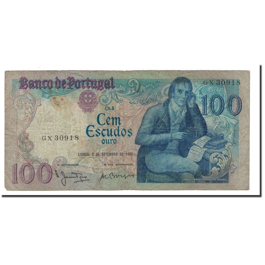 Billete, 100 Escudos, 1980, Portugal, KM:178b, 1980-09-02, BC