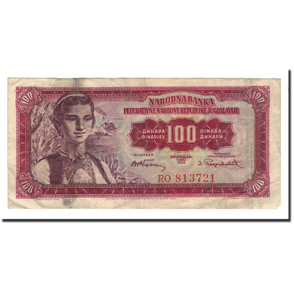 Billete, 100 Dinara, 1955, Yugoslavia, KM:69, 1955-05-01, BC