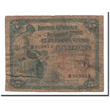 Belgian Congo, 5 Francs, 1953, KM:21, 1953-09-15, VG(8-10)