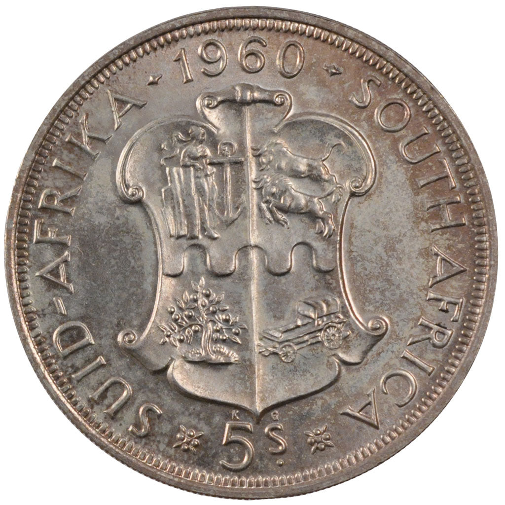 Sudafrica, Elizabeth II, 5 Shillings, 1960, SPL, Argento, KM:55