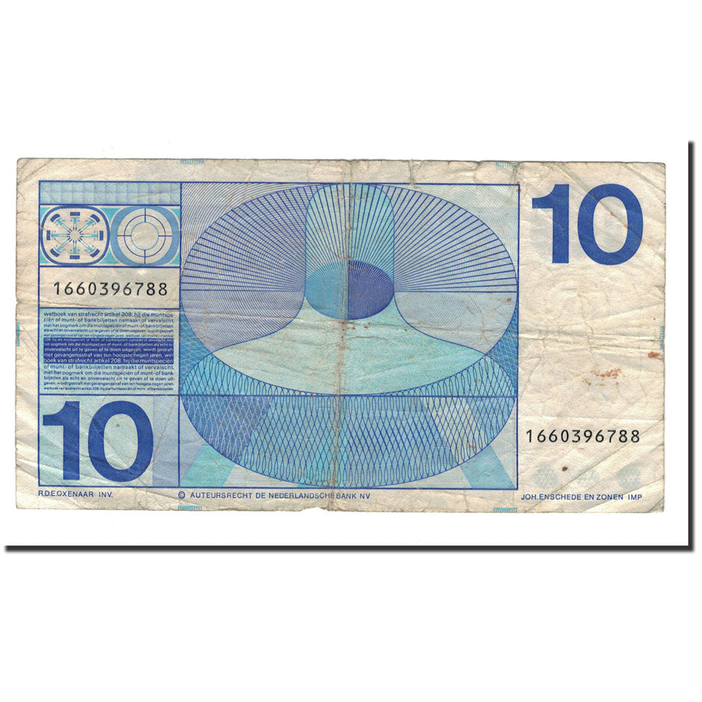 Banknote, Netherlands, 10 Gulden, 1968, 1968-04-25, KM:91a, VG(8-10)