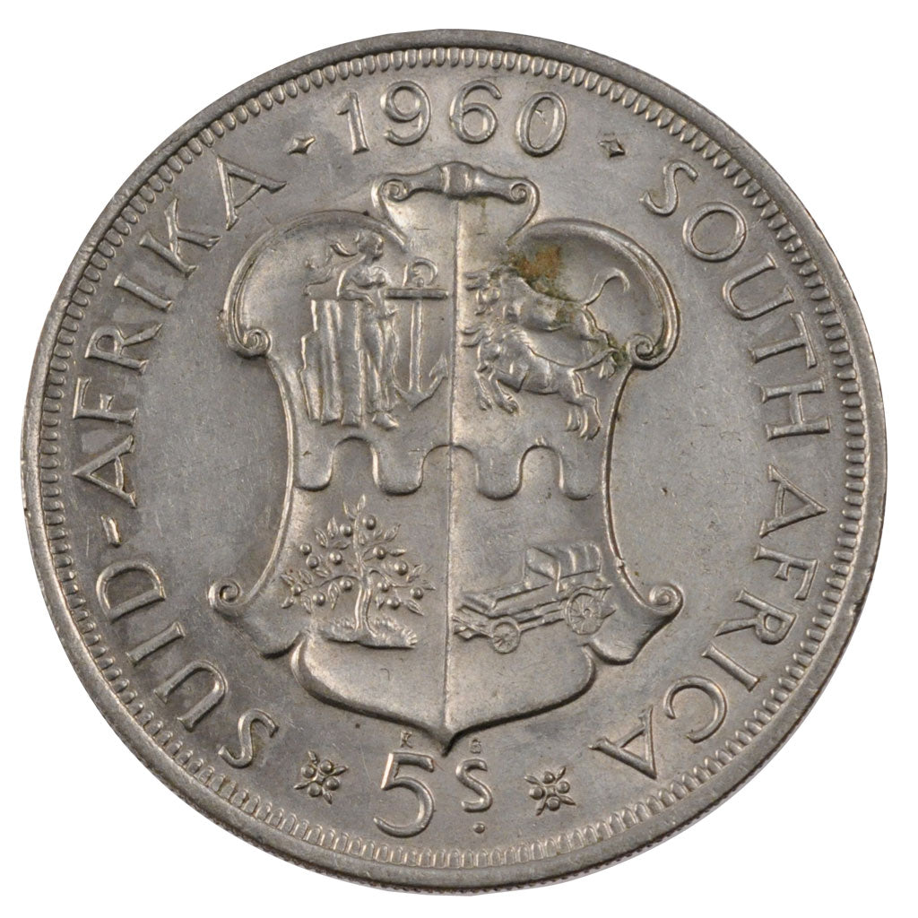 Munten, Zuid Afrika, Elizabeth II, 5 Shillings, 1960, PR+, Zilver, KM:55