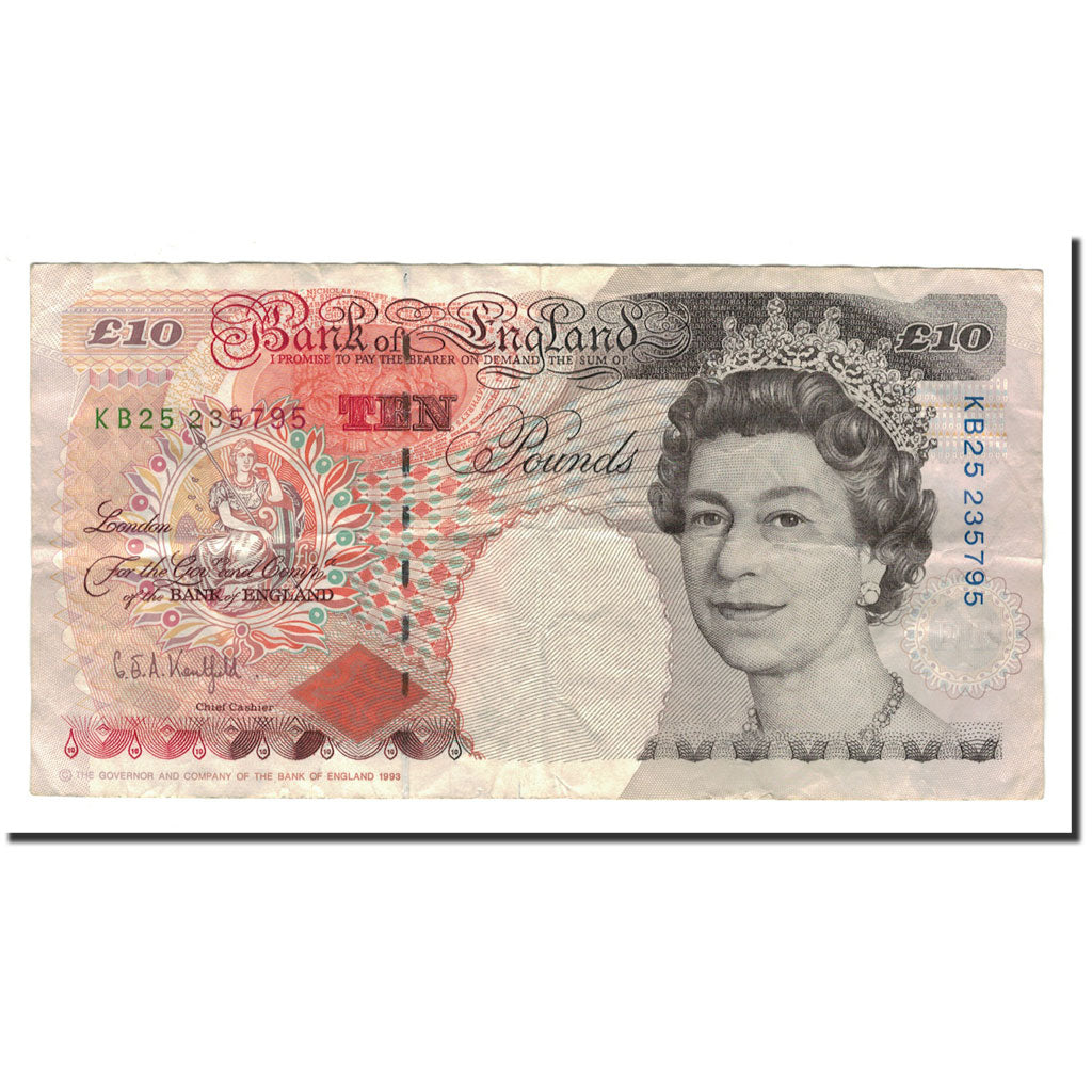 Banknote, Great Britain, 10 Pounds, 1992-1993, KM:383a, VF(20-25)