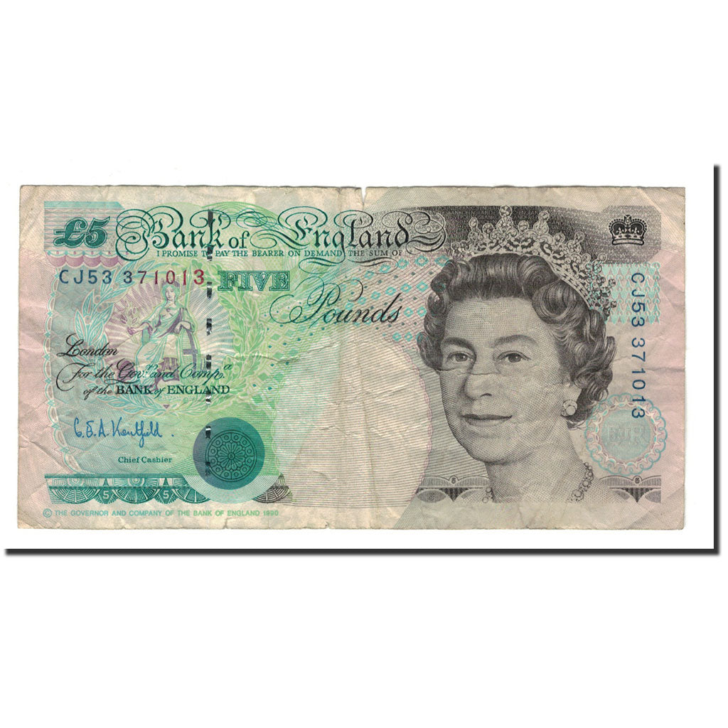 Banknote, Great Britain, 5 Pounds, 1999-2002, 1990, KM:382a, VG(8-10)