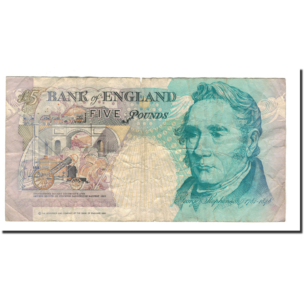Banknote, Great Britain, 5 Pounds, 1999-2002, 1990, KM:382a, VG(8-10)