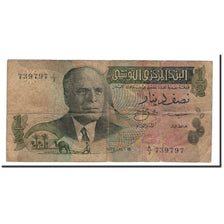 Banknote, Tunisia, 1/2 Dinar, 1973, 1973-10-15, KM:69a, VG(8-10)