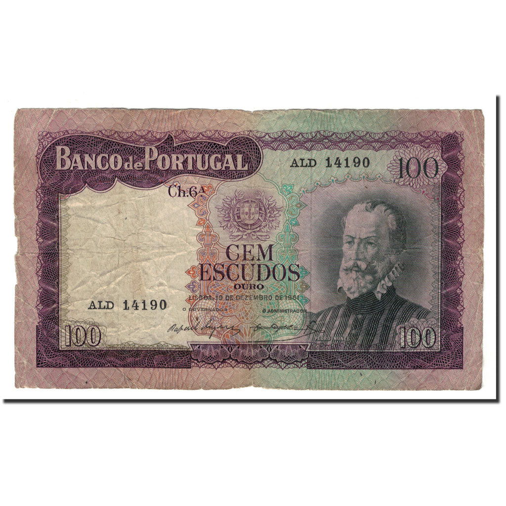Geldschein, Portugal, 100 Escudos, 1961, 1961-12-19, KM:165a, SGE