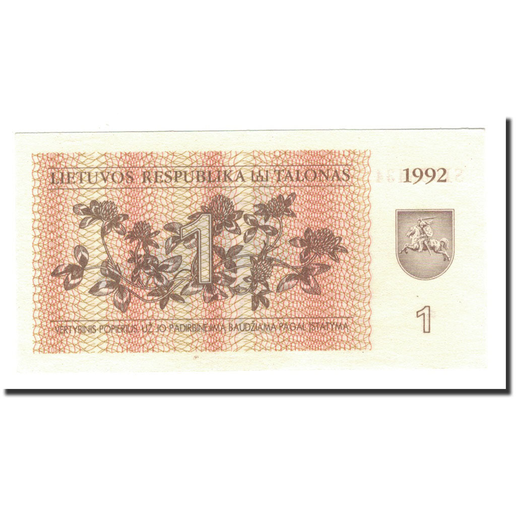 Billet, Lithuania, 1 (Talonas), 1992, KM:39, SPL