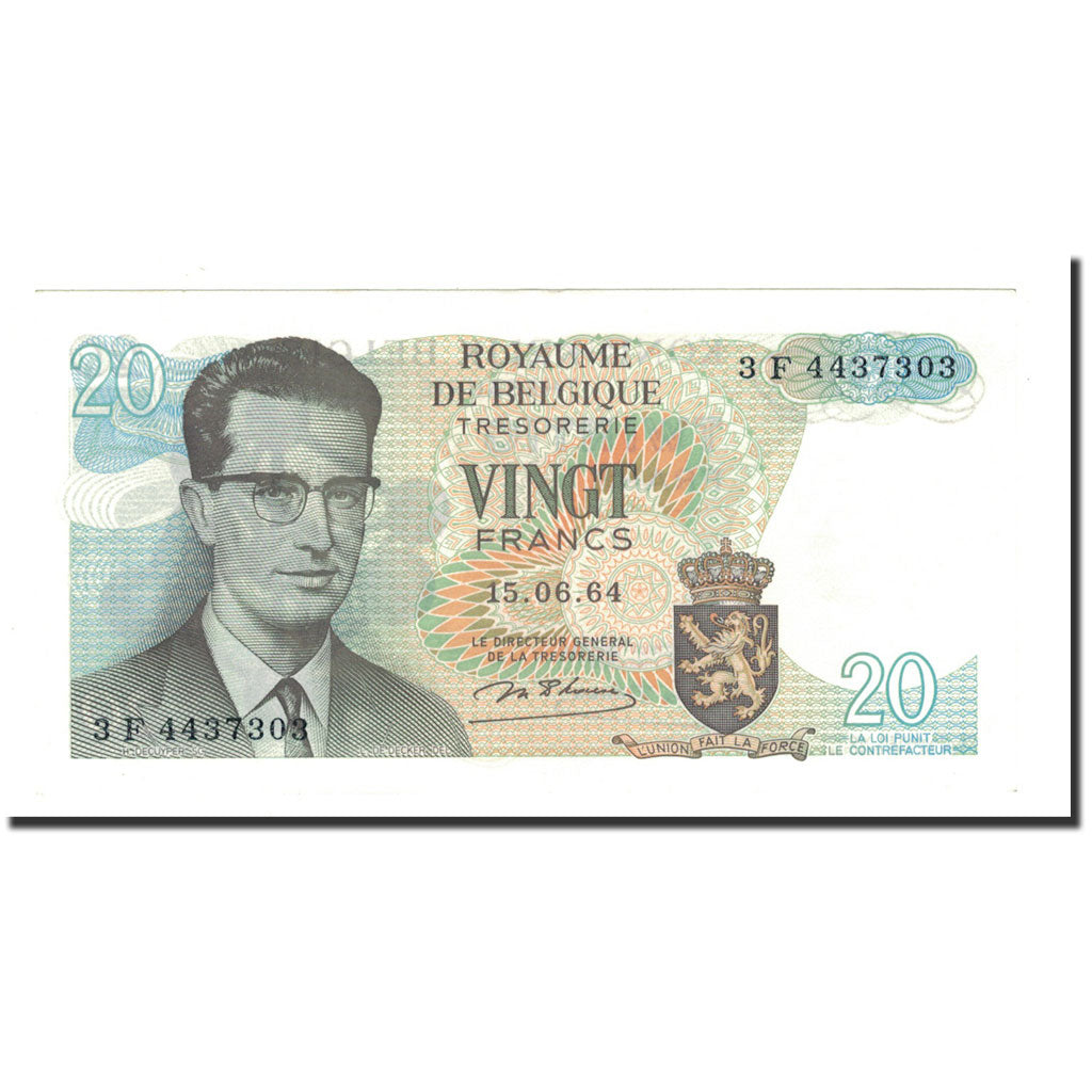 Banknote, Belgium, 20 Francs, 1964, 1964-06-15, KM:138, UNC(64)