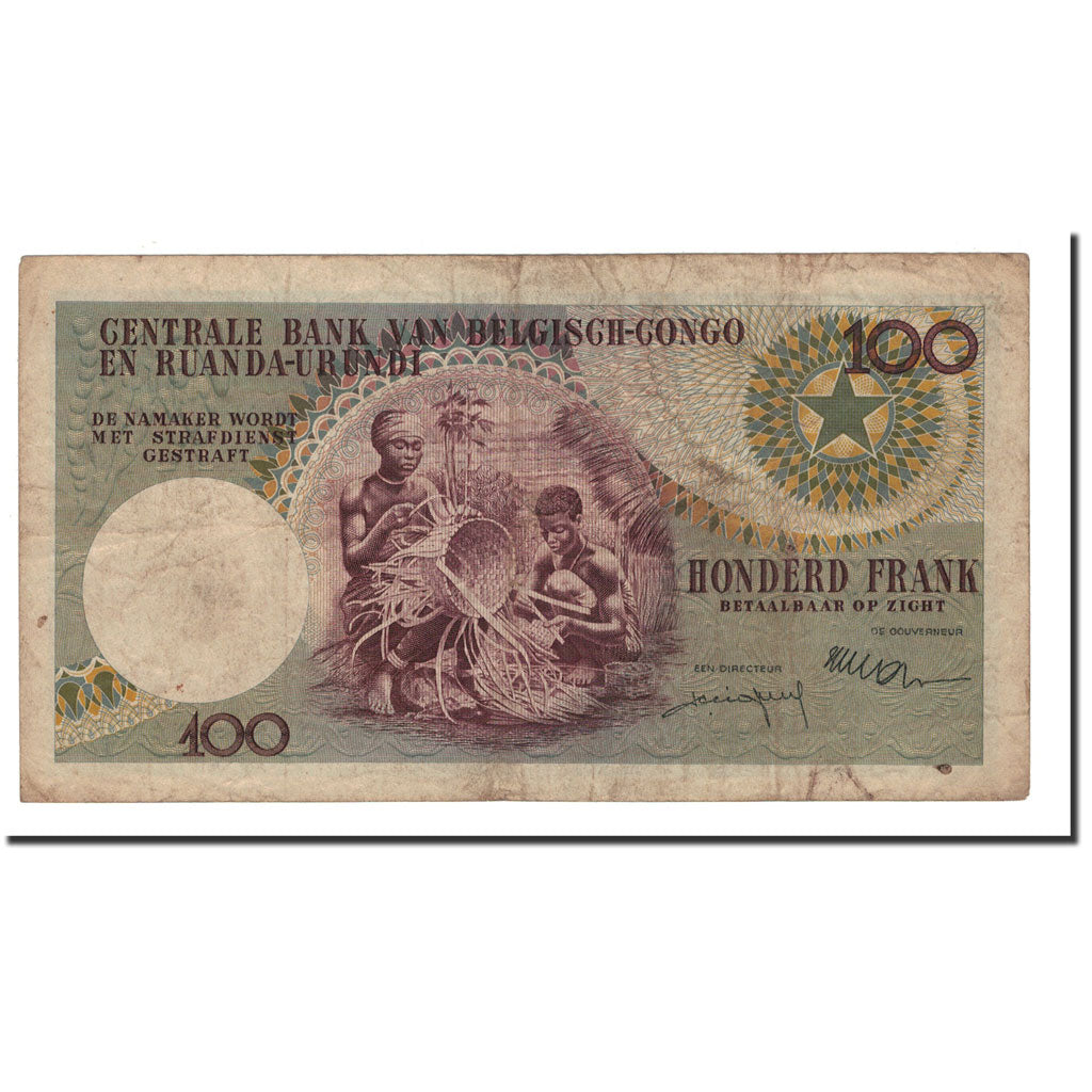 Belgian Congo, 100 Francs, 1960, KM:33c, 1960-09-01, VG(8-10)