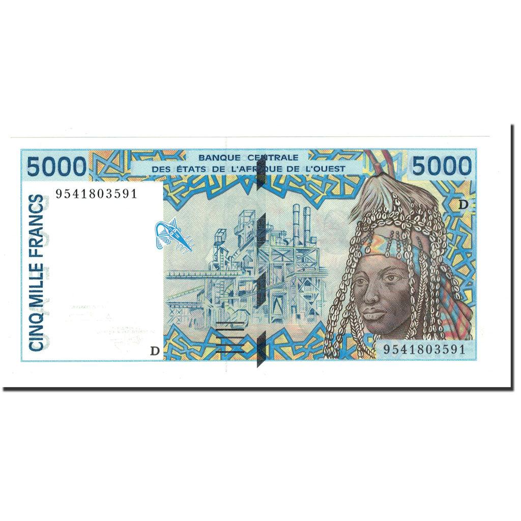 West African States, 5000 Francs, 1992-2002, 1995, KM:413Dc, UNC(65-70)