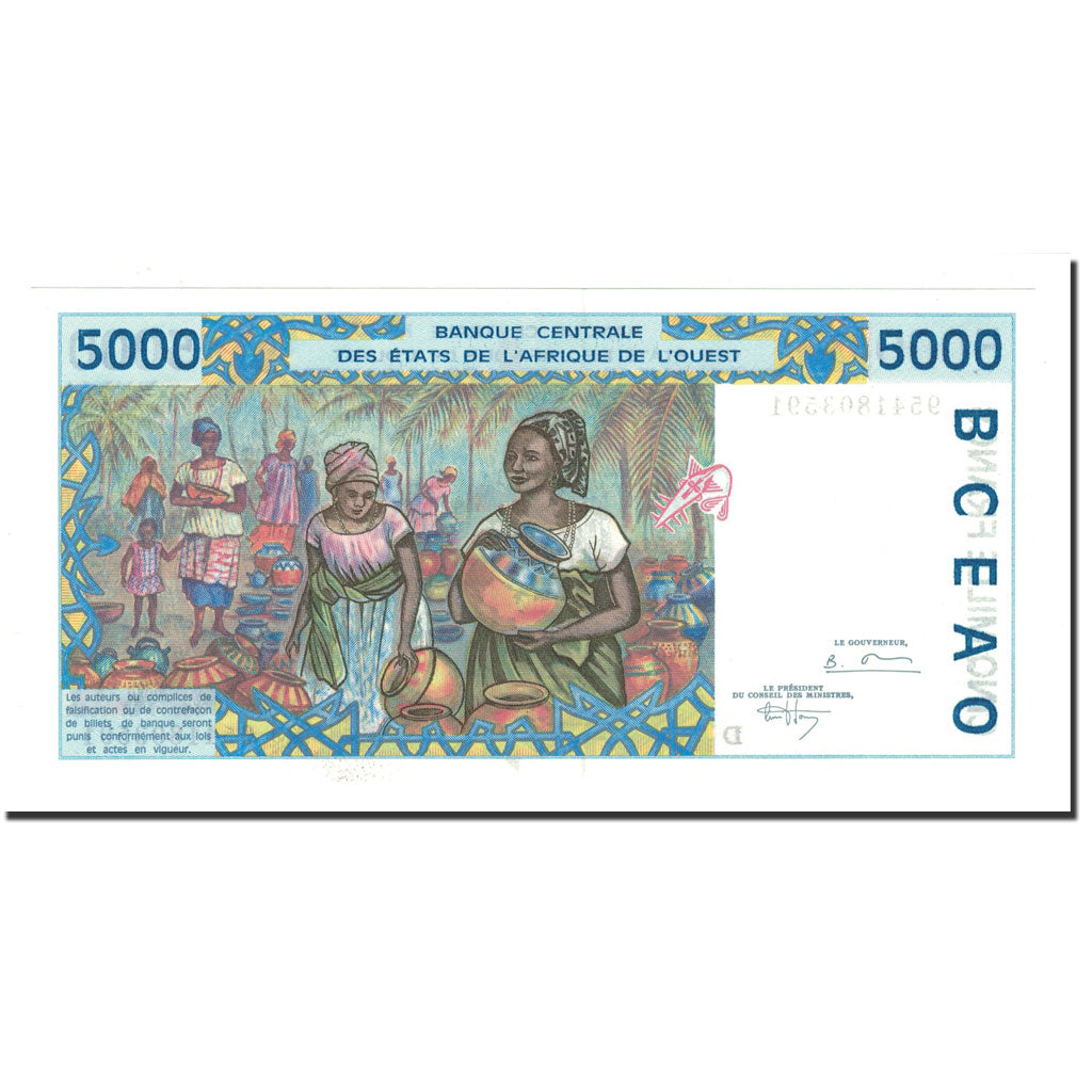 West African States, 5000 Francs, 1992-2002, 1995, KM:413Dc, UNC(65-70)