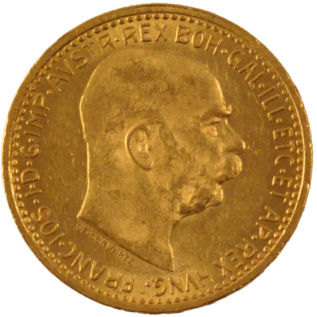 AUSTRIA, 10 Corona, 1910, KM #2816, AU(55-58), Gold, 19, 3.38