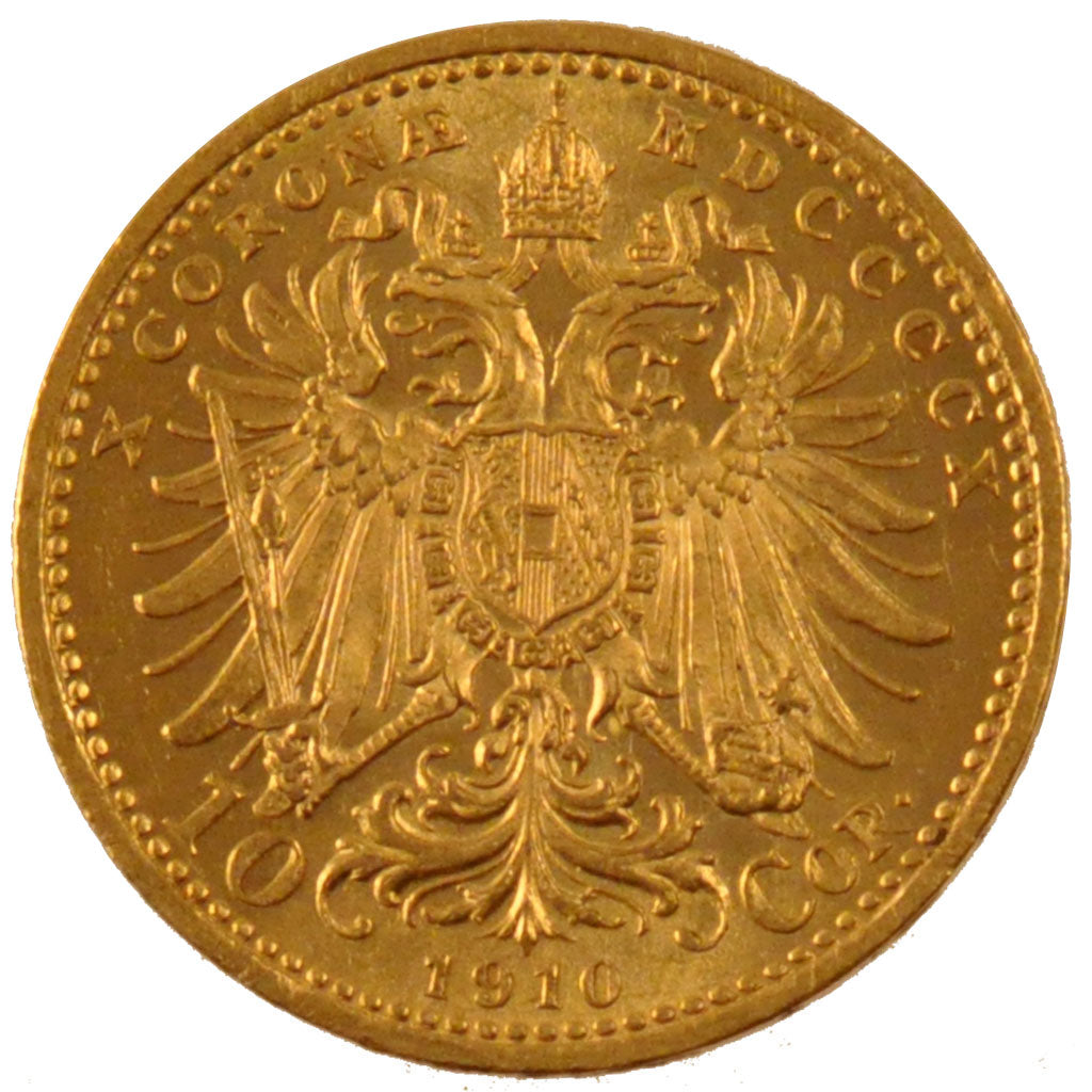 AUSTRIA, 10 Corona, 1910, KM #2816, AU(55-58), Gold, 19, 3.38