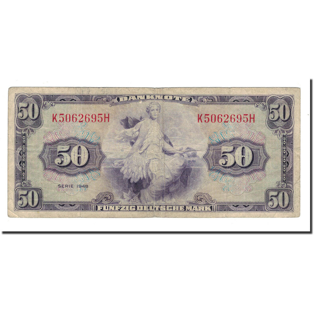 Banknote, GERMANY - FEDERAL REPUBLIC, 50 Deutsche Mark, 1948, KM:7a, F(12-15)