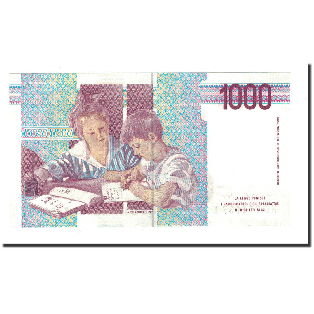 Banknote, Italy, 1000 Lire, D.1990, KM:114a, UNC(65-70)