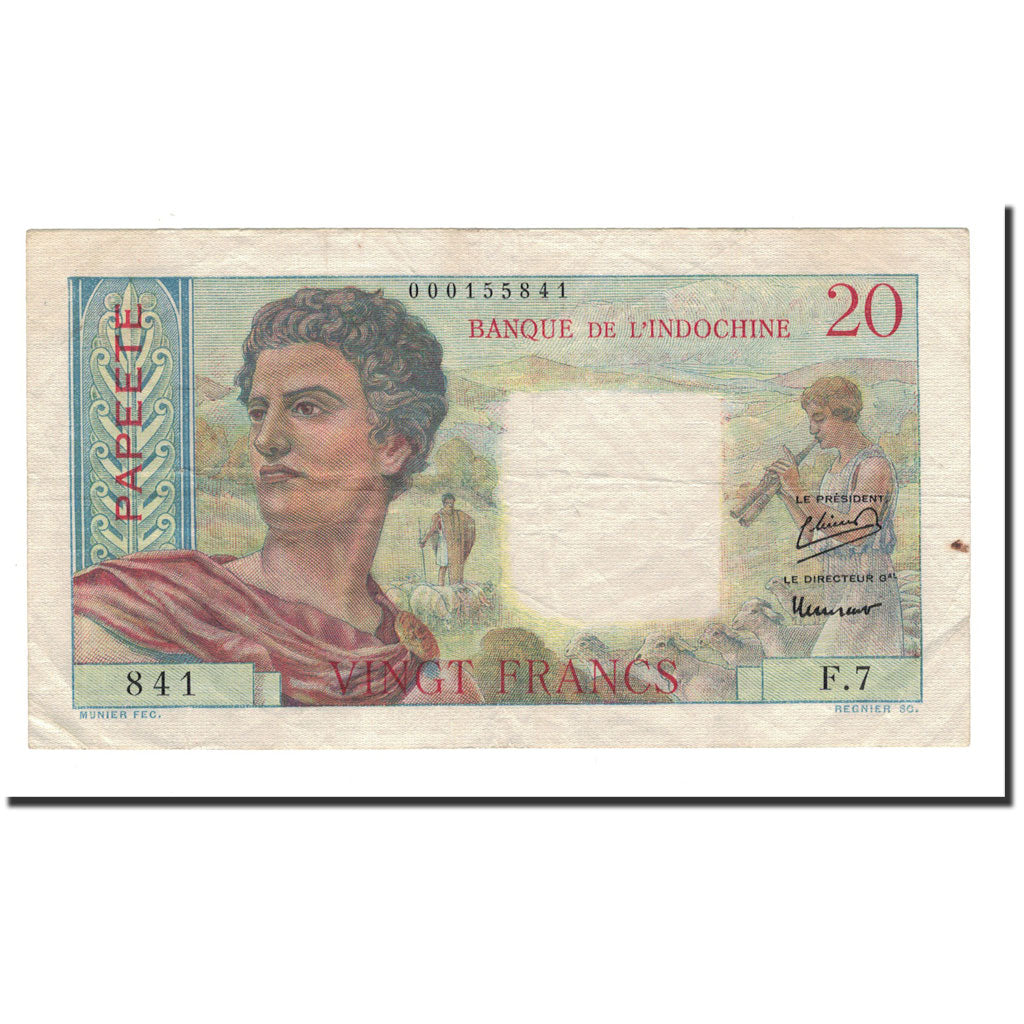 Banconote, Tahiti, 20 Francs, 1951-1963, KM:21a, Undated, BB+
