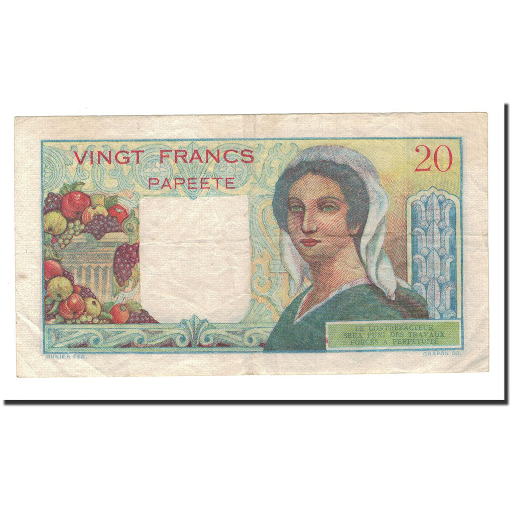 Banconote, Tahiti, 20 Francs, 1951-1963, KM:21a, Undated, BB+
