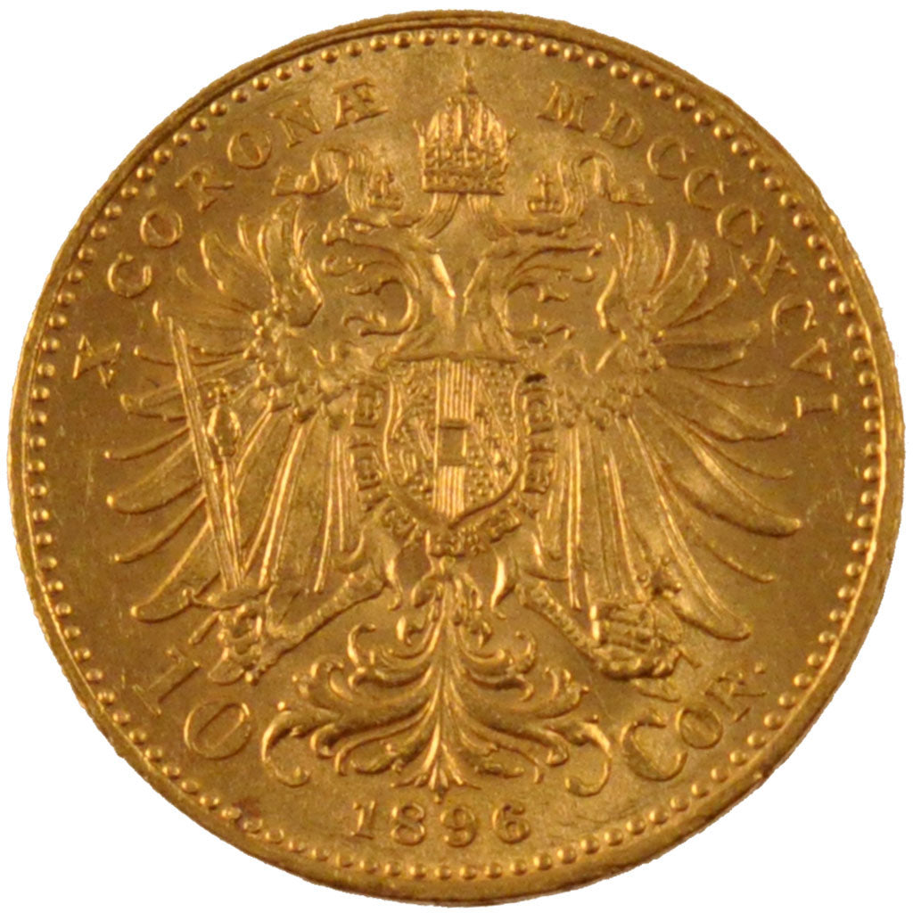 AUSTRIA, 10 Corona, 1896, KM #2805, MS(60-62), Gold, 19, 3.38