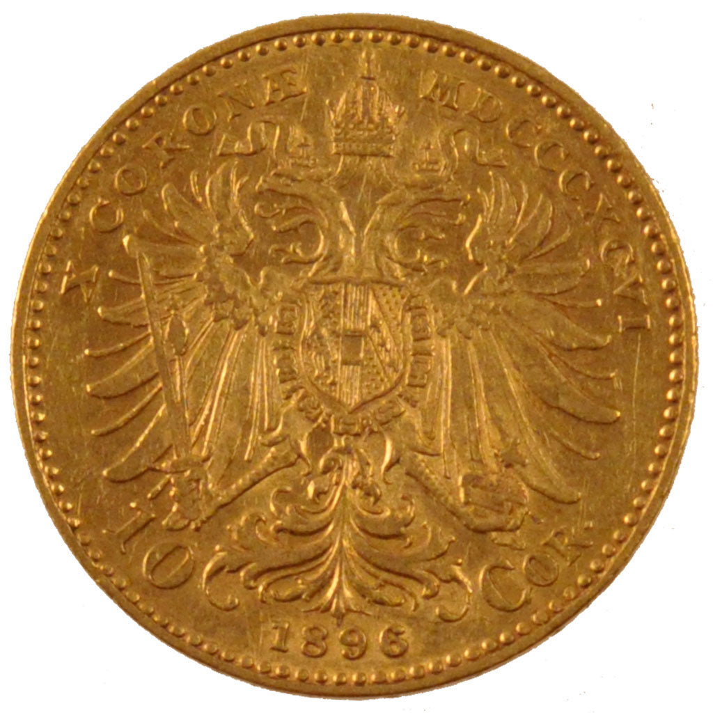 AUSTRIA, 10 Corona, 1896, KM #2805, MS(60-62), Gold, 19, 3.36