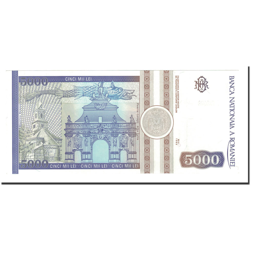 Banknote, Romania, 5000 Lei, 1992, 1992-03, KM:104a, UNC(65-70)