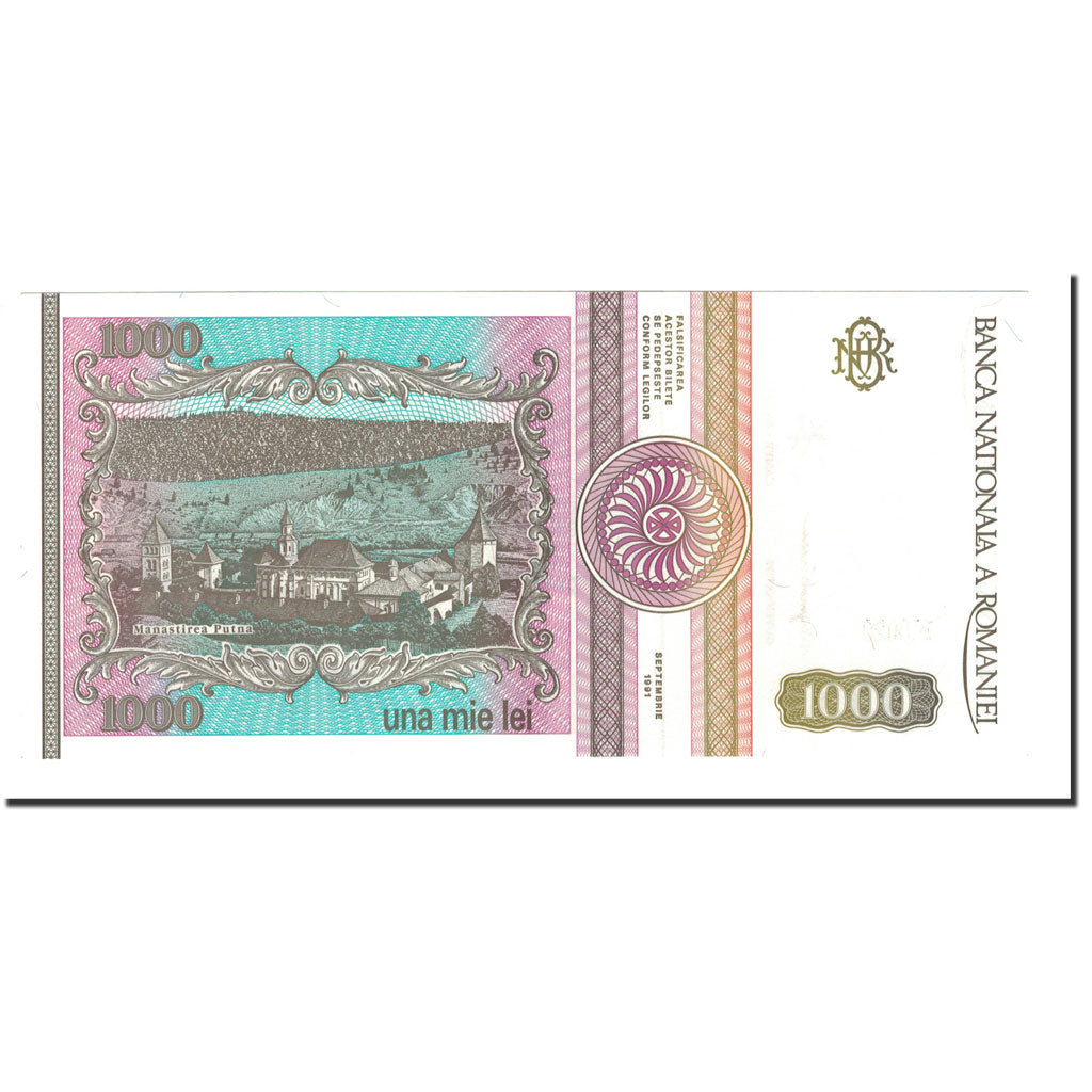 Banknote, Romania, 1000 Lei, 1991, 1991-09, KM:101Aa, UNC(65-70)