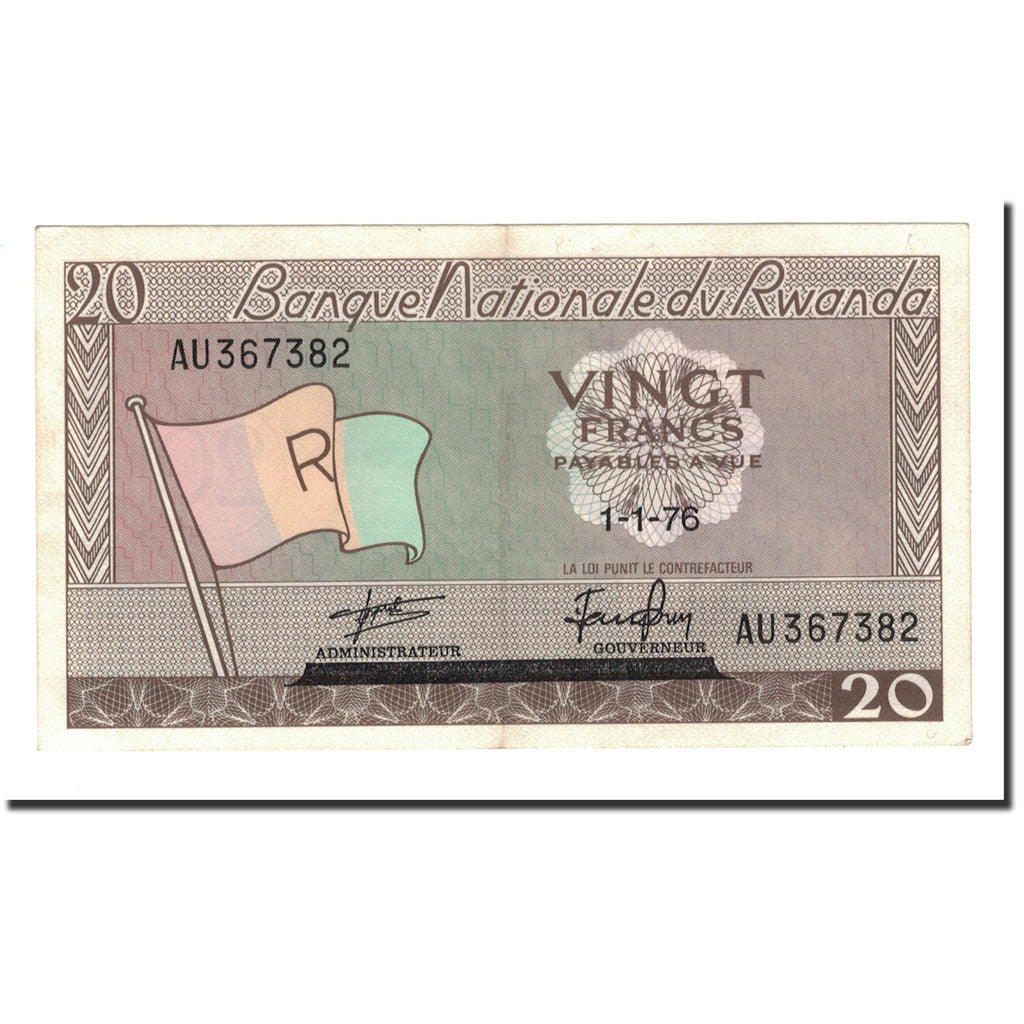 Banconote, Ruanda, 20 Francs, 1964-1976, KM:6e, 1976-01-01, SPL