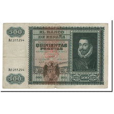 Billet, Espagne, 500 Pesetas, 1945, 1940-01-09, KM:119a, B+