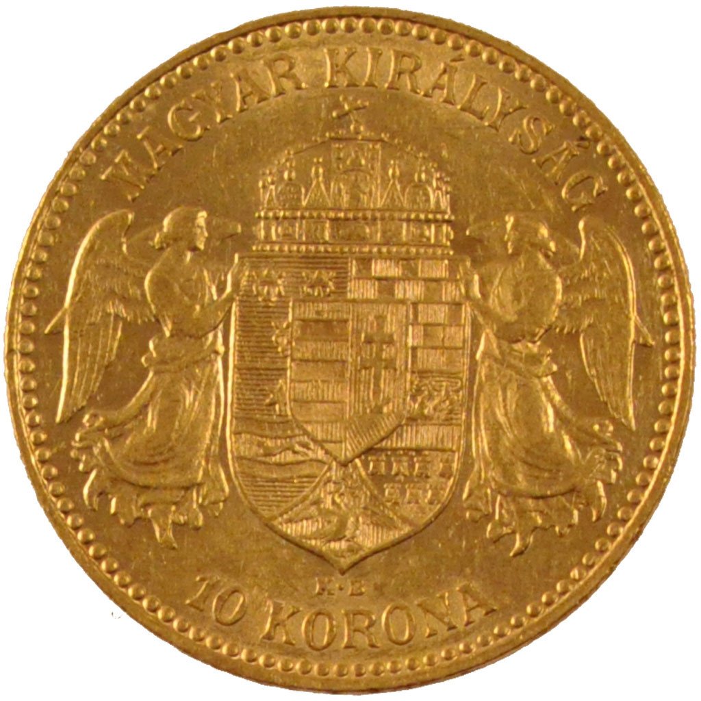HUNGARY, 10 Korona, 1910, Kormoczbanya, KM #485, MS(60-62), Gold, 3.39