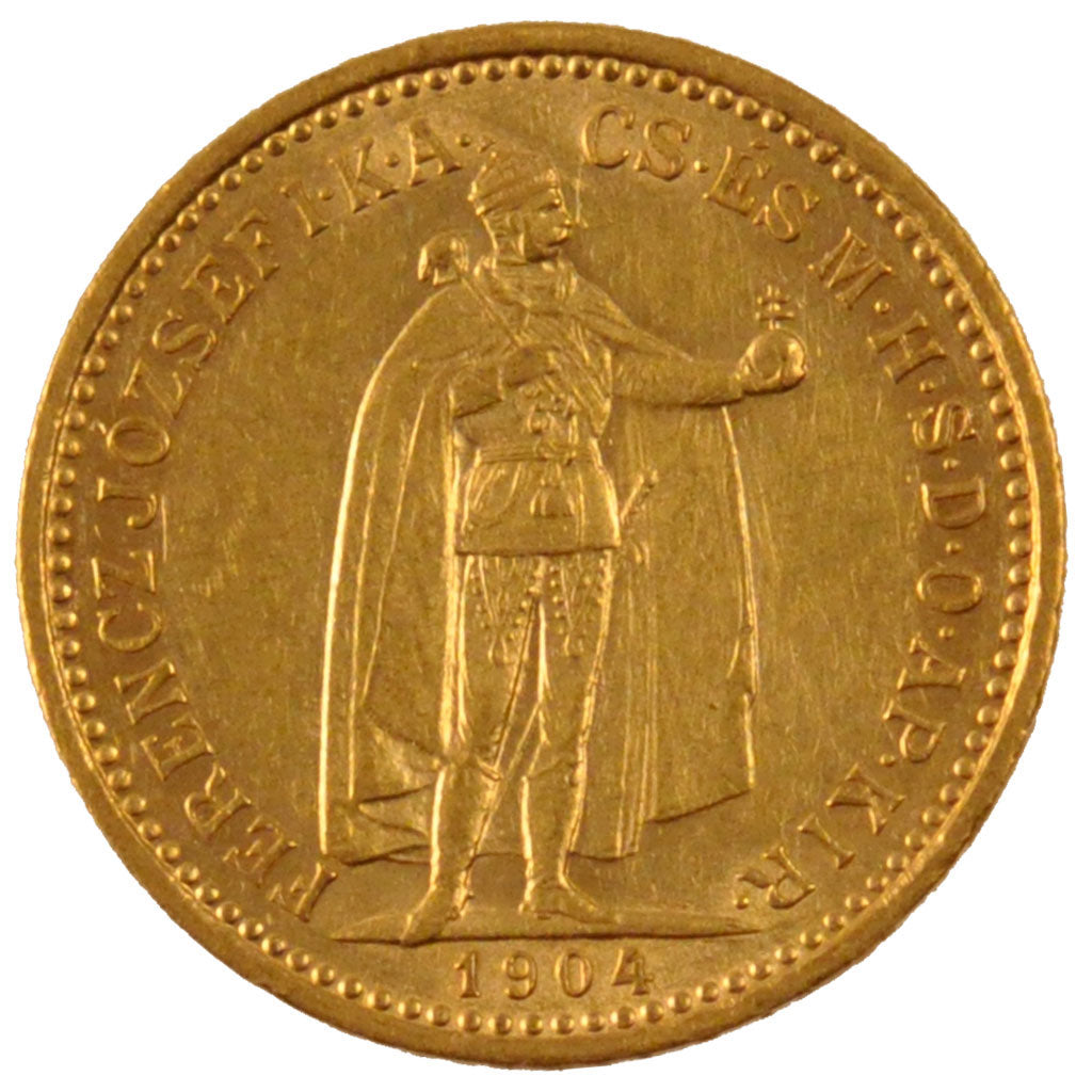 HUNGARY, 10 Korona, 1904, Kormoczbanya, KM #485, MS(60-62), Gold, 3.38