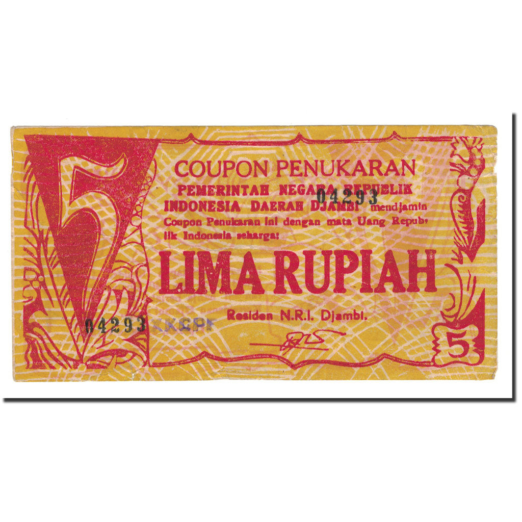 Indonesia, 5 Rupiah, 1948, 1948-03-31, KM:S265b, EF(40-45)