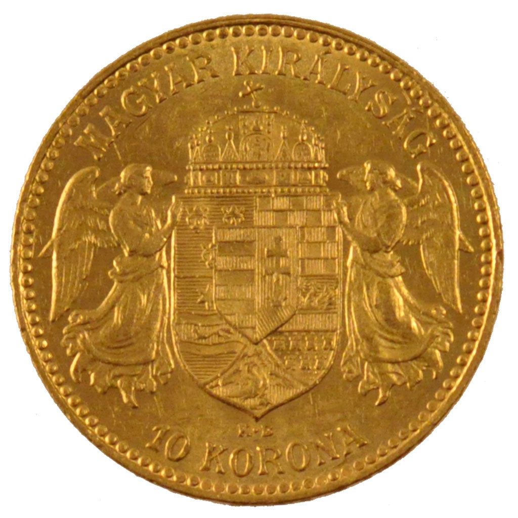 HUNGARY, 10 Korona, 1911, Kormoczbanya, KM #485, MS(60-62), Gold, 3.39