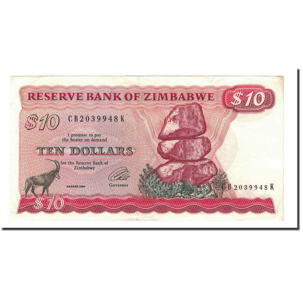 Simbabwe, 10 Dollars, 1994, KM:3e, SS