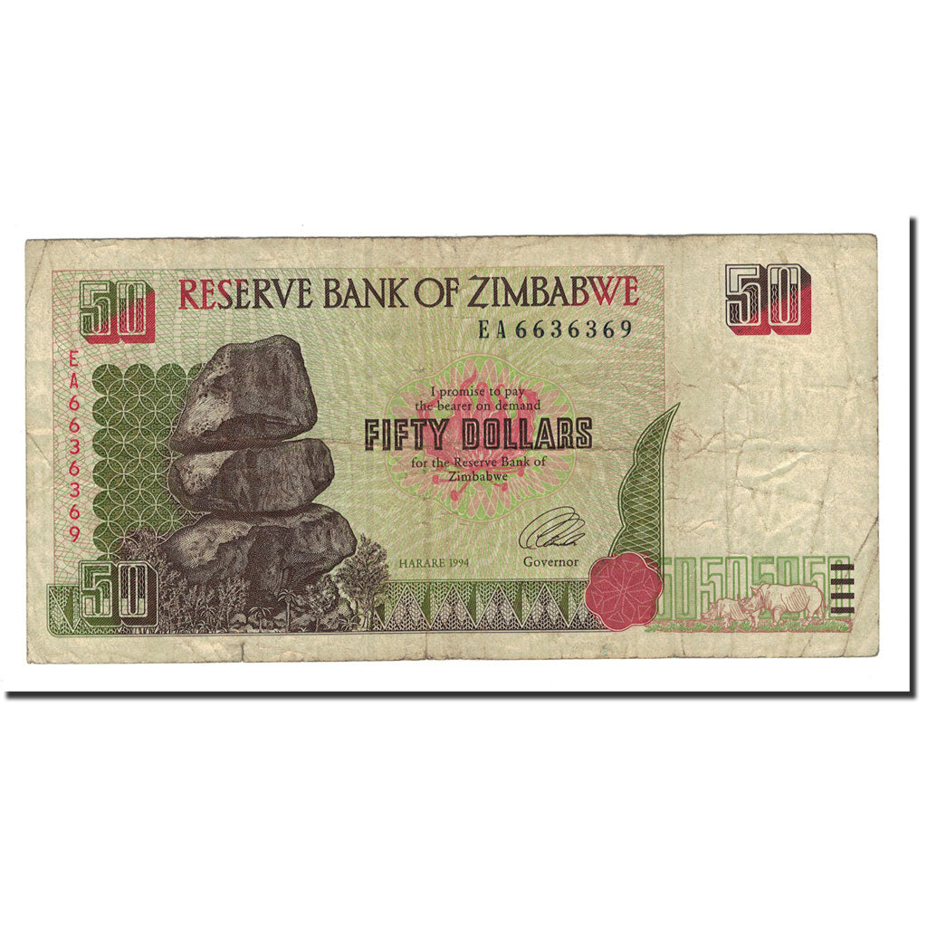 Zimbabwe, 50 Dollars, 1994, KM:8a, VG(8-10)