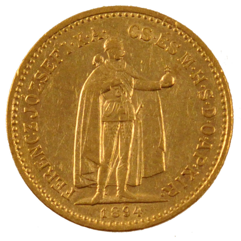 HUNGARY, 10 Korona, 1894, Kormoczbanya, KM #485, MS(60-62), Gold, 3.37