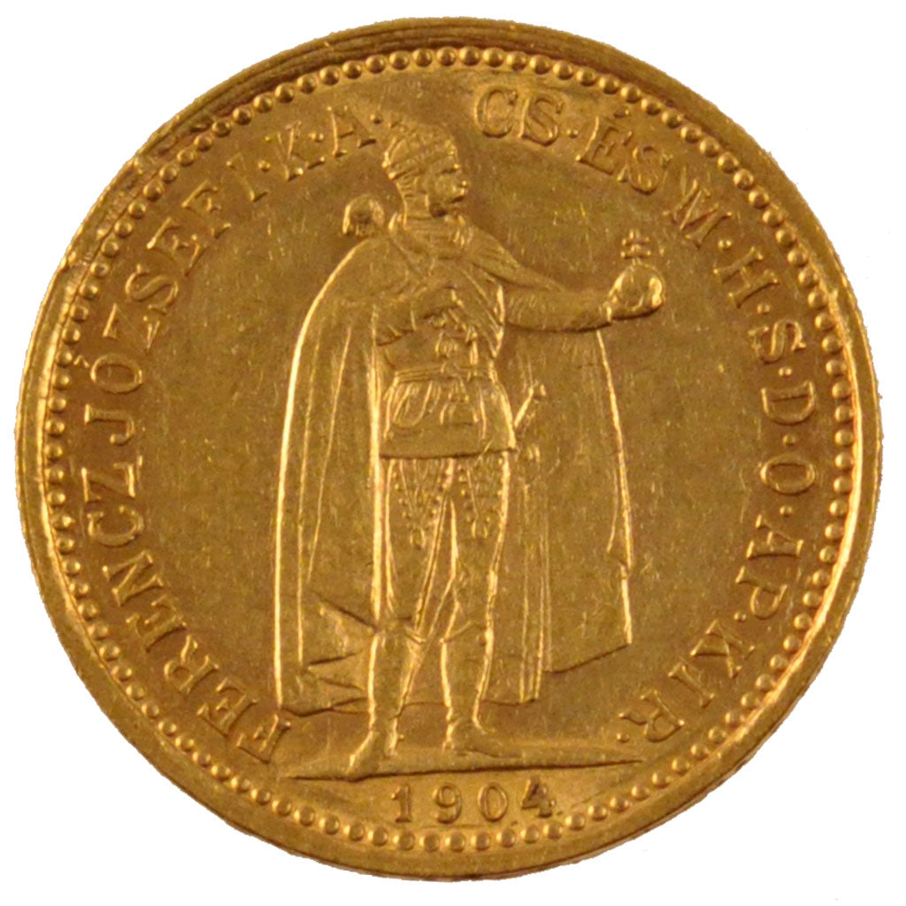 HUNGARY, 10 Korona, 1904, Kormoczbanya, KM #485, MS(60-62), Gold, 3.38