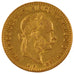 HUNGARY, 4 Forint 10 Francs, 1885, KM #466, MS(60-62), Gold, 3.18