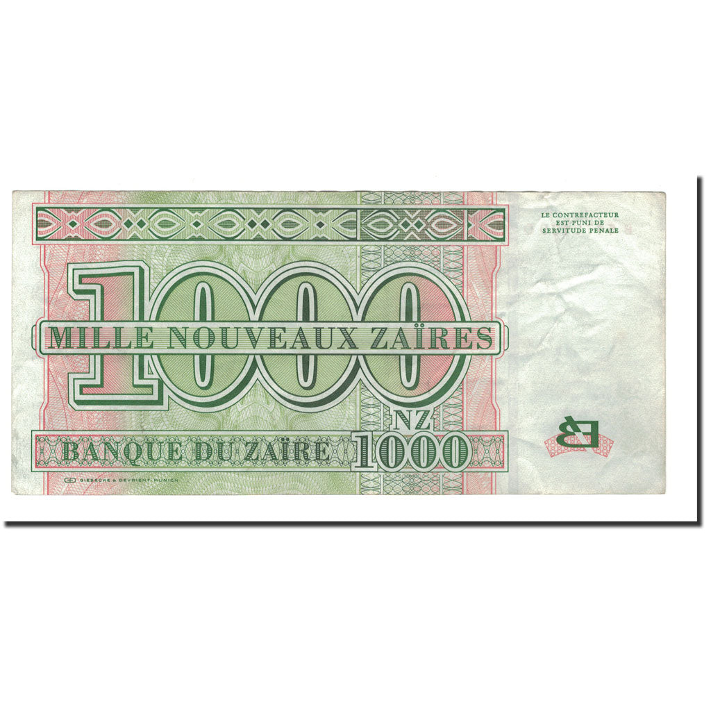 Banknote, Zaire, 1000 Nouveaux Zaïres, 1995, 1995-01-30, KM:66a, EF(40-45)