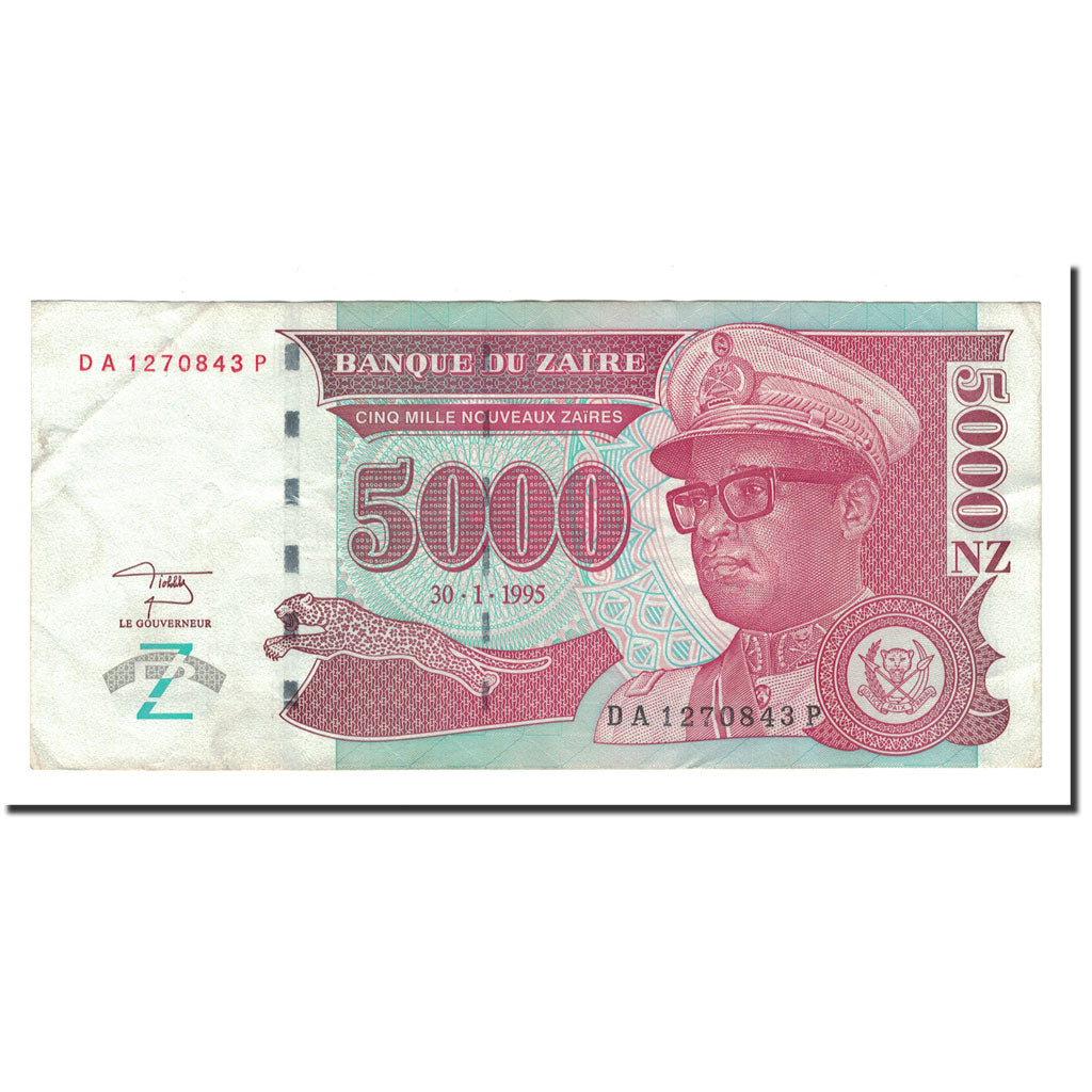 Billete, 5000 Nouveaux Zaïres, 1995, Zaire, KM:69, 1995-01-30, MBC