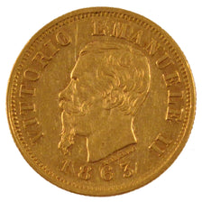 Coin, Italy, Vittorio Emanuele II, 10 Lire, 1863, Torino, AU(55-58), Gold