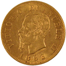 Italia, Vittorio Emanuele II, 10 Lire, 1863, Torino, SPL-, Oro, KM:9.2