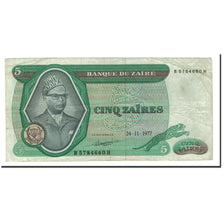 Banknot, Zaire, 5 Zaïres, 1974-77, 1977-11-24, KM:21b, VF(20-25)